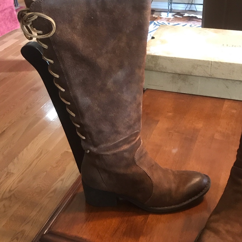 Born Brown Suede Heeled Boots - Picture 2 of 8